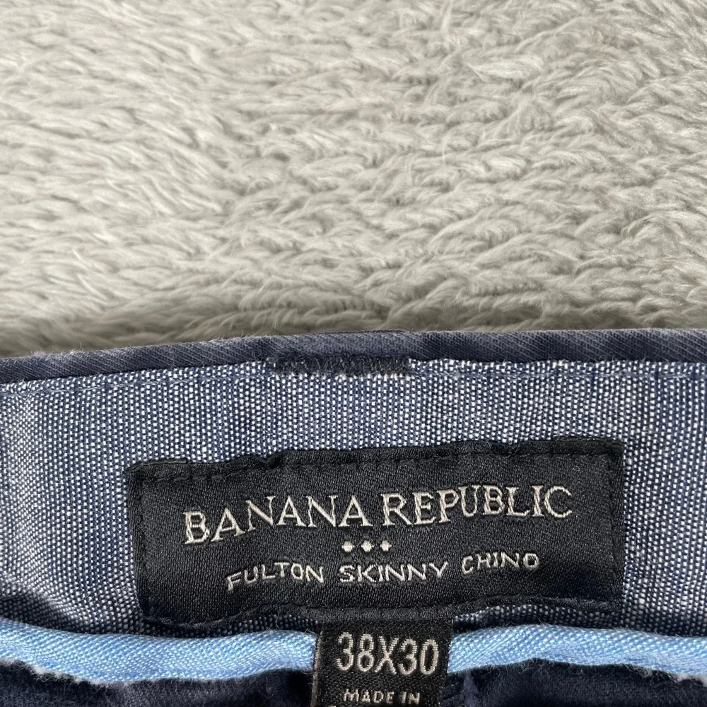 Banana‎ Republic Fulton Skinny Chino Mens 38x30 Navy Blue Stretch Cotton Pants